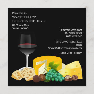 Mat av chokladkaka i Vin party Inbjudningar