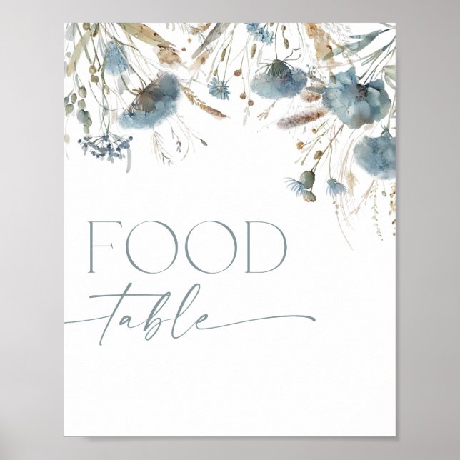 Mat-bord-tecken boho dusty Blue-Wildblomma Poster (Framsidan)