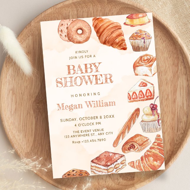 Mat bröd bakverk konst baby shower inbjudningar (Skapare uppladdad)