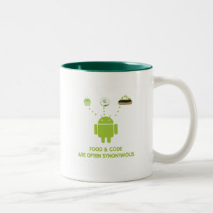 Mat & Code är ofta synonyma (androiden) Två-Tonad Mugg