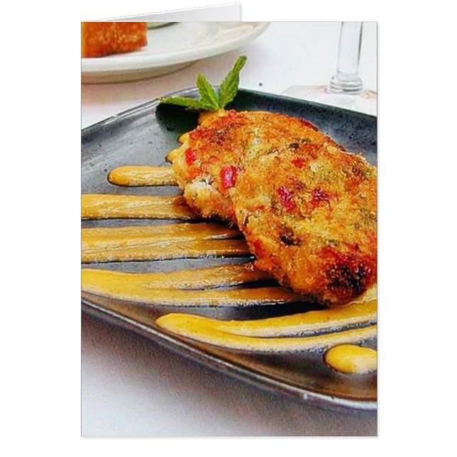 Mat Crabcakes Middag Hälsningskort (Framsidan)