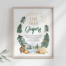 Mät den lilla knoppen Baby Shower-skylt Poster