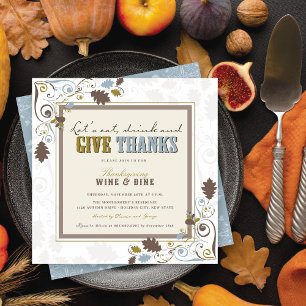 Mat Drink & Ge Tack, Rustic Thanksgiving Middag Inbjudningar