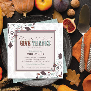 Mat Drink & Ge Tack, Rustic Thanksgiving Middag Inbjudningar