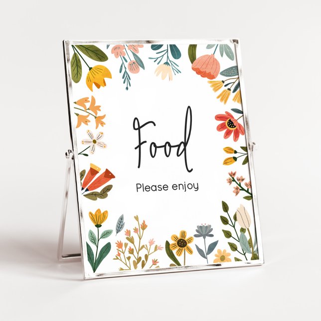 Mat för botaniskt småblommigt barn poster (Botanical Bright Wildflower Baby Shower Food Sign
)