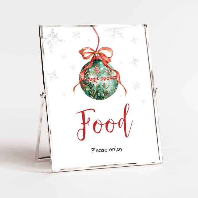 Mat för en fin liten julbabystöt poster (Merry Little Christmas Ornaments Baby Shower Food Sign)