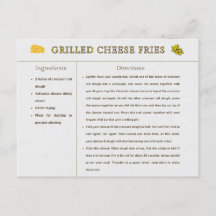 Mat för grillad ost Fries Recept Card Thanksgiving