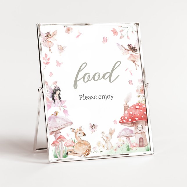Mat för små, feta babyskor poster (Little Fairy Whimsical Baby Shower Food Sign)