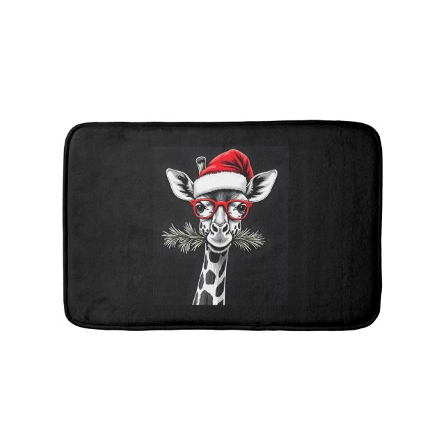 Mat från familjen Giraffe Santa Hat Pajama Gift Badrumsmatta (Framsidan)
