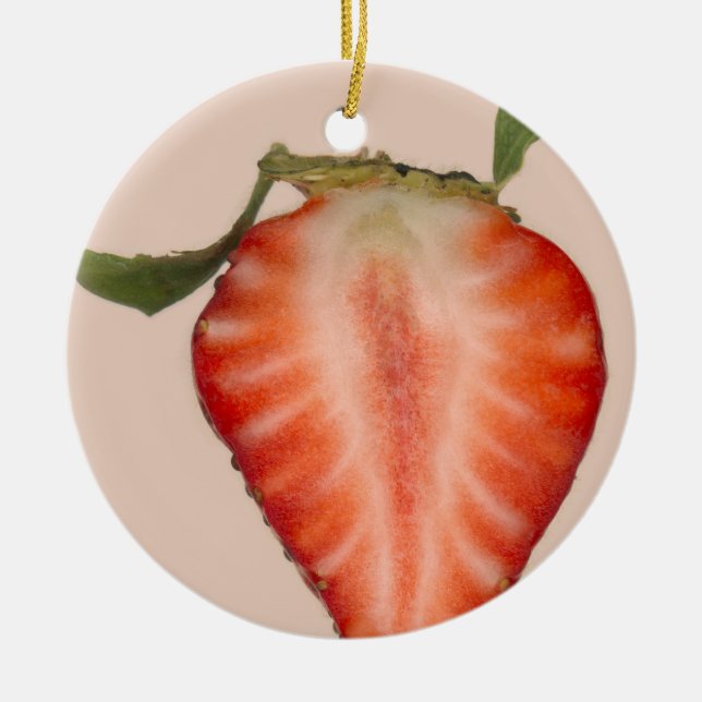 Mat - Frukt - Skiva av Jordgubbe Julgransprydnad Keramik (Framsidan)