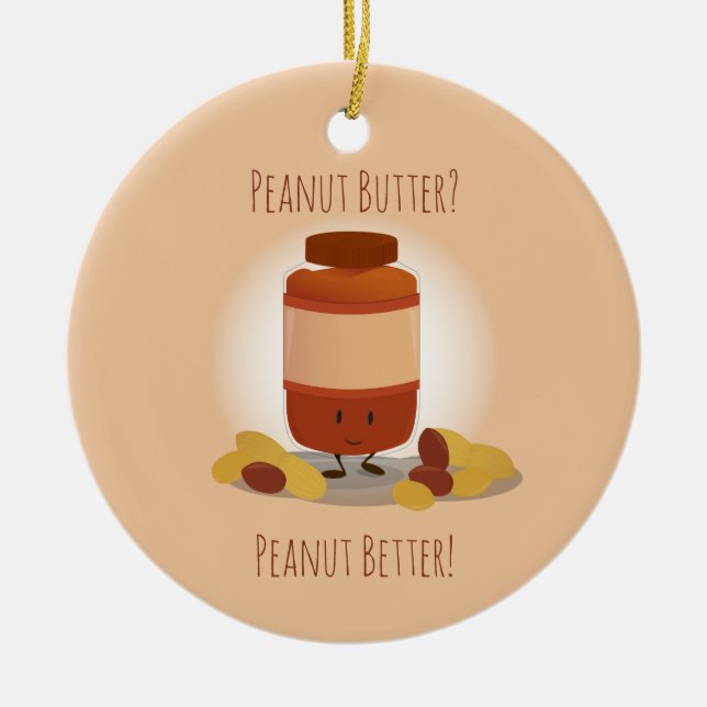 Mat i Burk Nöt i Cute Peanut Butter Julgransprydnad Keramik (Framsidan)