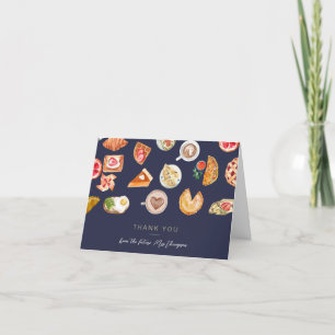 Mat Illustrated Mörk blått Möhippa Brunch Tack Kort