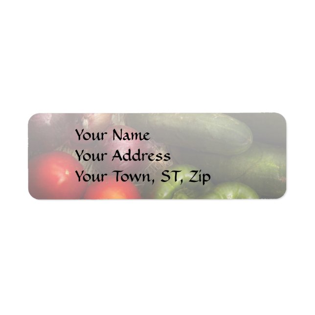 Mat - Lök, Tomater, Paprika och Gurkor Returadress Etikett (Framsidan)
