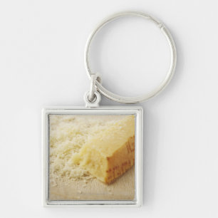 Mat, mat och drink, ost, parmesan, Grated, Fyrkantig Silverfärgad Nyckelring