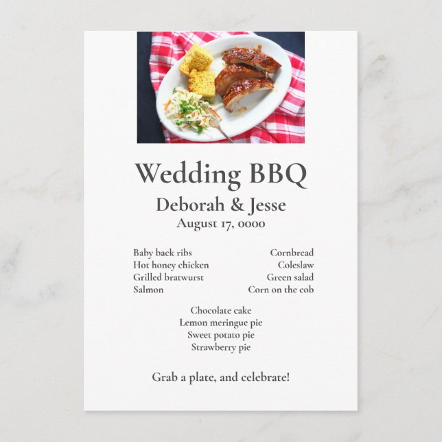 Mat med BBQ-revben på en färglös trasa Meny (Framsida)