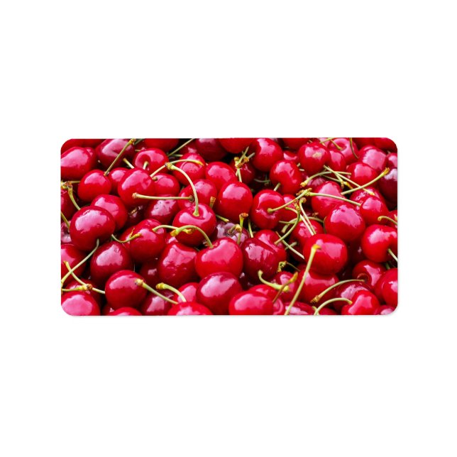 Mat med fruktiga körsbär, frukt och bär mönster adressetikett (Framsidan)
