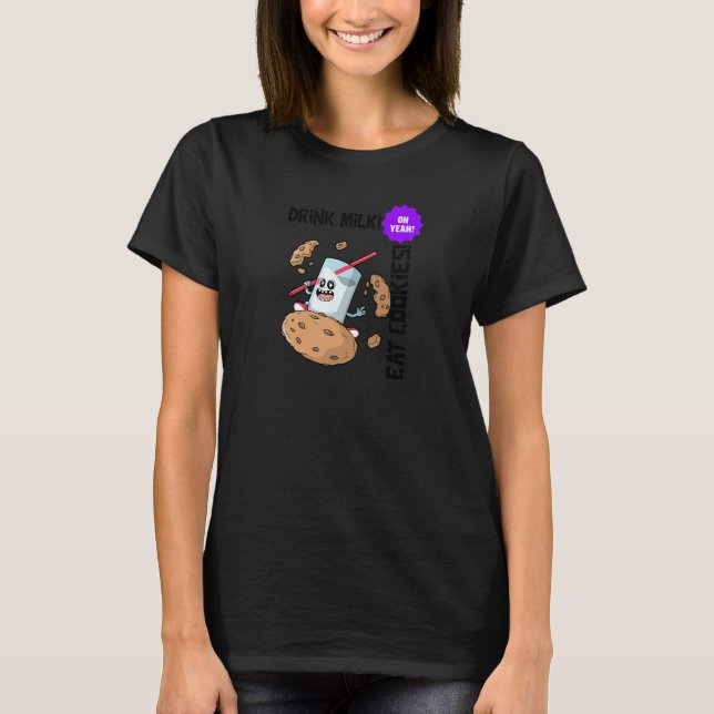 Mat Mjölk Och Kakor T Shirt (Framsida)