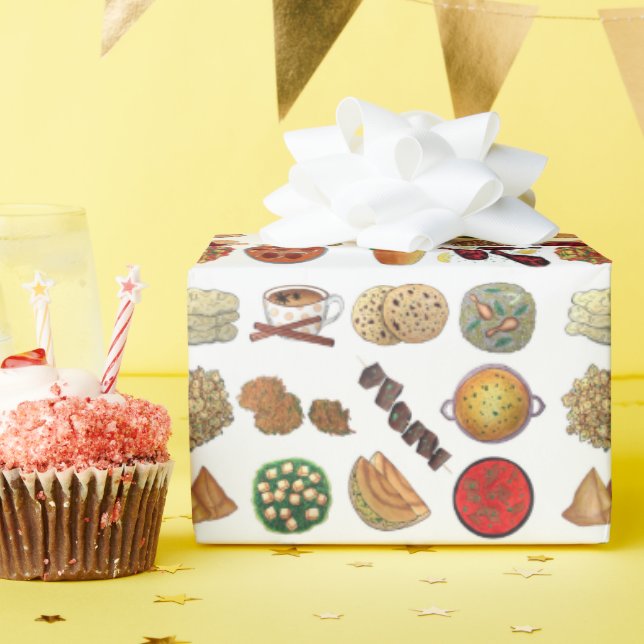 Mat Naan Dosa Samosa Aloo Gobi Presentpapper (Födelsedagsfest)