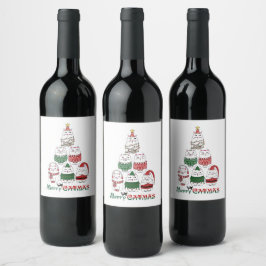 Mat- och dryckesetikett för Merry Catmas Vinflaska Etikett