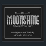 Mat- och dryckesetikett för Moonshine Food and Bev Spritflaskor Etikett<br><div class="desc">Minimal svartvit monshine-etikett. Anpassa med din egen gruppinformation.</div>