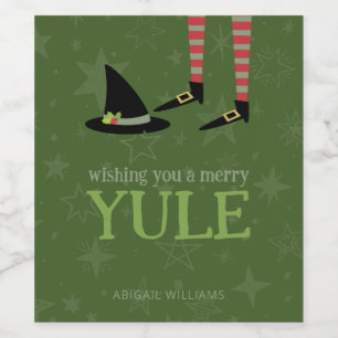 Mat- och dryckesetikett för Witchy Yule Vinflaska Etikett