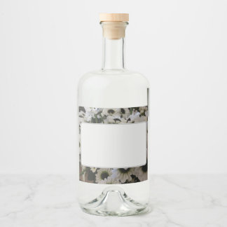 Mat- och dryckesetikett set - Black & White Daisie Spritflaskor Etikett