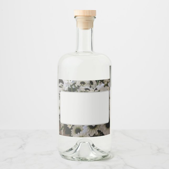 Mat- och dryckesetikett set - Black & White Daisie Spritflaskor Etikett (Framsida)