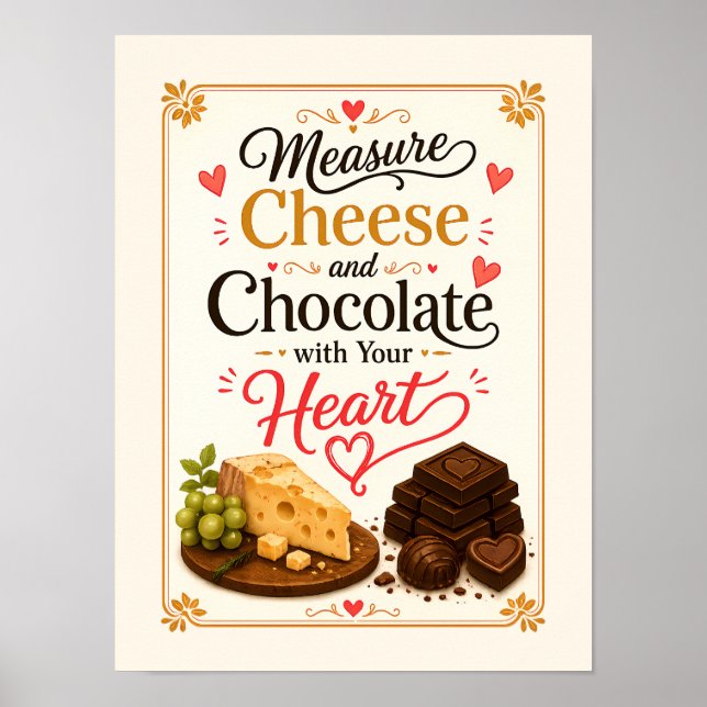 Mät ost och choklad med ditt hjärta poster (Framsidan)