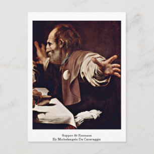 Mat på Emmaus av Michelangelo Da Caravaggio Vykort