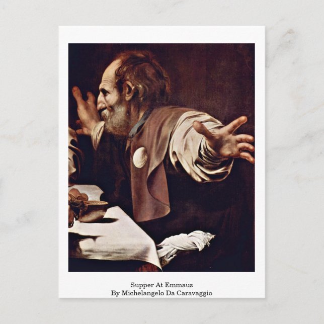 Mat på Emmaus av Michelangelo Da Caravaggio Vykort (Framsida)