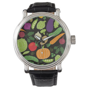 Mat på en svart bakgrund armbandsur