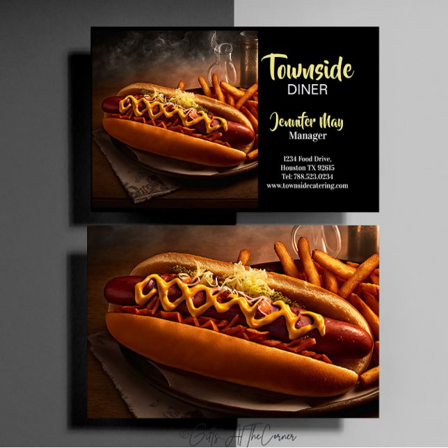 Mat Restaurang Hotdog Och Pommes Frites Visitkort (Skapare uppladdad)