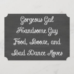 Mat, Sprit och Dance Moves Chalkboard Inbjudningar
