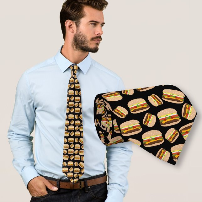 Mat Svart Mönster Hamburgare Slips (Skapare uppladdad)