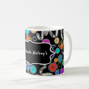 Mät två gånger skärda Gångar som sys på svart Kaffemugg