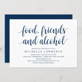 Mat, vänner och alkohol, modern Möhippa in Inbjudningar