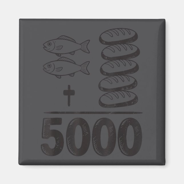 Mata 5000 Mirakler Jesus Matte Kristen Rolig Bibli Magnet (Framsidan)