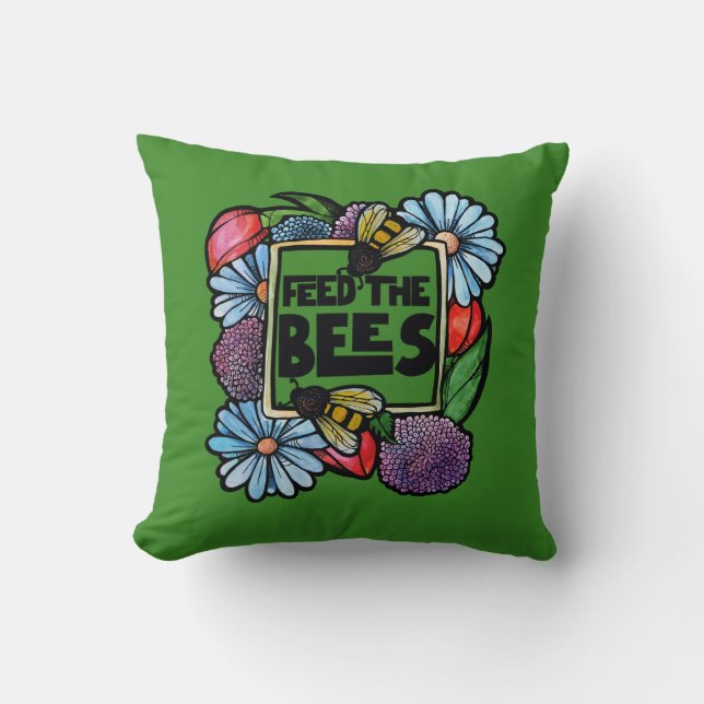 Mata Bes Garden Flower Pollinator Art Kudde (Framsida)