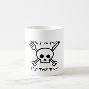 Mata det fattigt äter den rika kaffemuggen kaffemugg