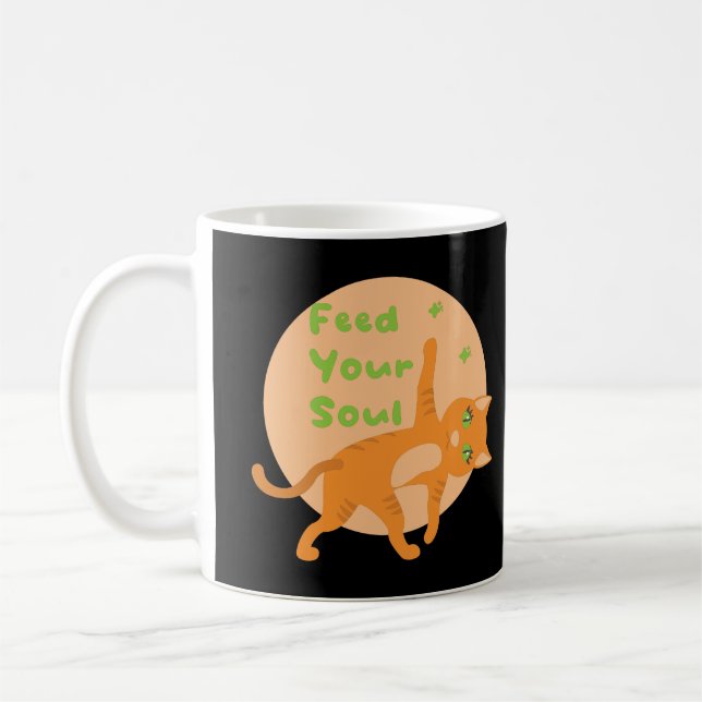 Mata din själ Kawaii orange rolig katt göra yoga Kaffemugg (Vänster)