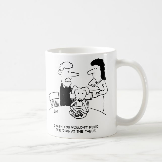 Mata en Hund vid Bord Kaffemugg (Höger)