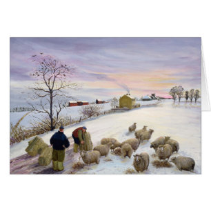 Mata får i vinter hälsningskort