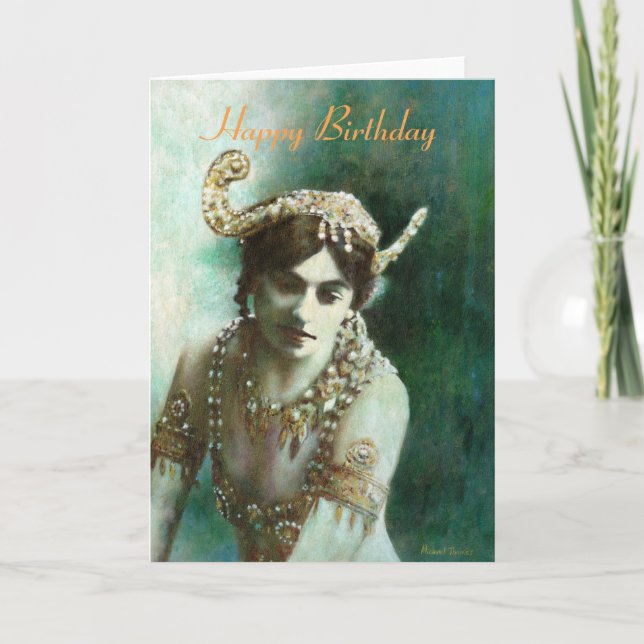 Mata Hari Vintage Birthday Card Kort (Framsida)