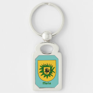 Mata Historical Shield Rektangulärt Silverfärgad Nyckelring