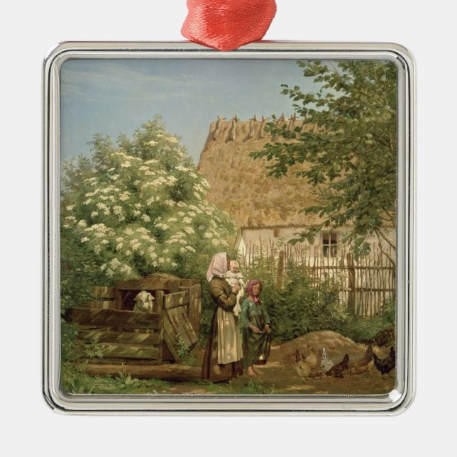 Mata hönorna julgransprydnad metall (Framsidan)