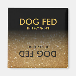 Mata Hund Reminder Magnet Black, Guld Glitter Ombr