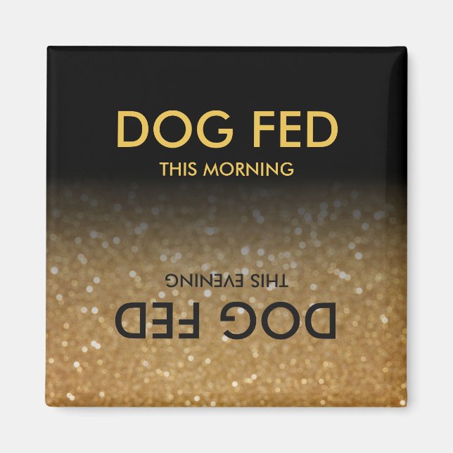 Mata Hund Reminder Magnet Black, Guld Glitter Ombr (Framsidan)