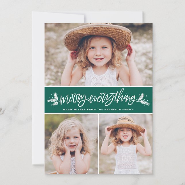 Mata in allt Gräs Grenar Grönt Photo Collage Julkort (Framsida)