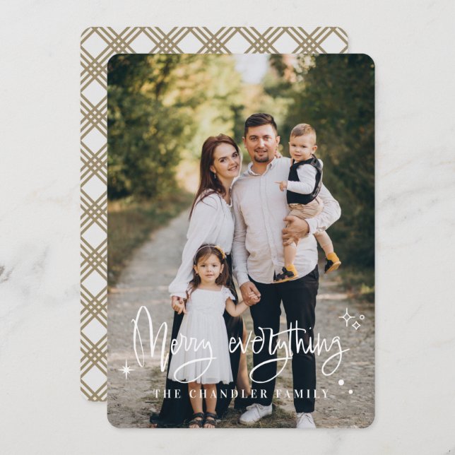 Mata in allt-Helgdag-kort för familjen jul Julkort (Fram/baksida)