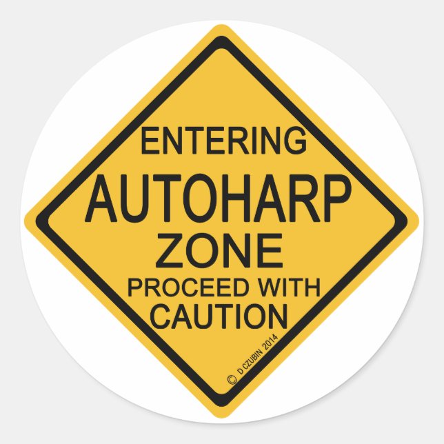 Mata in Autoharp Zon Runt Klistermärke (Framsida)